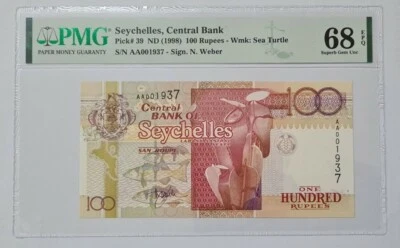 1998 SEYCHELLES 100 RUPEES PMG68 EPQ SUPERB GEM UNC【P-39】 - Image 1 of 4