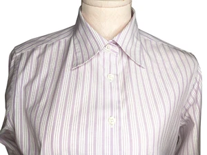 Brooks Brothers Size 8 Stretch Classic Fit White Lilac Vertical Striped Blouse - Picture 1 of 10