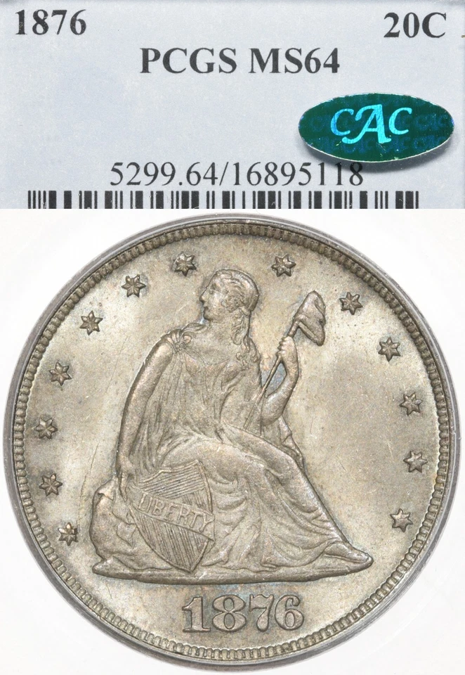 1876 20C PCGS MS64 CAC Twenty Cent Piece - Image 1 of 4