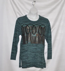 Suéter de seda estampado Koos of Course talla 1X verde azulado - Imagen 1 de 2