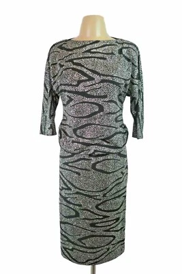 Vestido Estampado Animal Lentejuelas Brillo De Colección Ricki Lang Para Traje Negro Plata 2 piezas S/M Foto 1 de 4