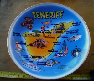 Piatto ricordo diametro 6,4 souvenir di Tenerife bordo oro - Foto 1 di 3