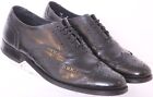 Florsheim 13724 Black Vtg Pebbled Leather Lace-Up Wingtip Oxford Shoes Mens 10 D