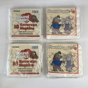 Lote de 4 paquetes de servilletas de fiesta vintage 1986 Tonka POUND PUPPIES (16 por paquete) - Imagen 1 de 6