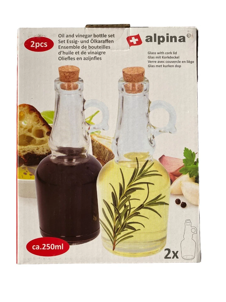 Essig- & Ölkaraffen Set Essigspender Ölspender Glas Essig Öl Flasche Karaffe OVP - Bild 1 von 1
