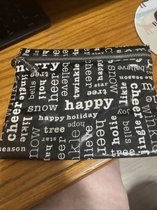 Brighton White & Black Holiday Christmas Pouch Cosmetic Bag Wristlet 9x7" Free S - Picture 1 of 5
