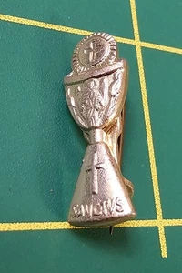 Spilla spilla bavero calice comunione vintage tono oro cattolica B17 - Foto 1 di 2
