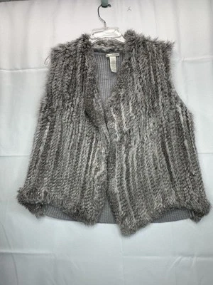 White + Warren 100% Rabbit Fur Merino Wool Vest Jacket Size  Medium Gray - Image 1 of 4