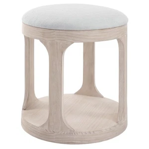 Uttermost 24076 Dennen 18"W Pine Accent Stool - Off White / Oak - Picture 1 of 7