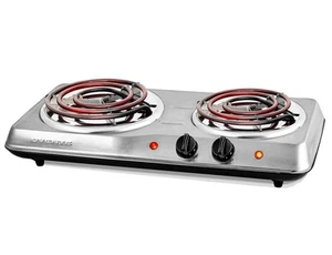 OVENTE Electric Countertop Double Burner 1700W Cooktop with 6" and 5.75" Stai... - Picture 1 of 8