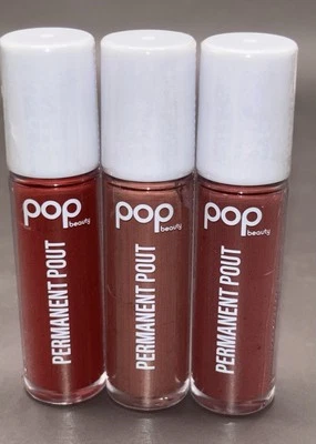 POP Beauty Permanent Pout 3 Dif Shades Travel Size Sealed Liquid Lip Color Lot 3 - Image 1 of 3