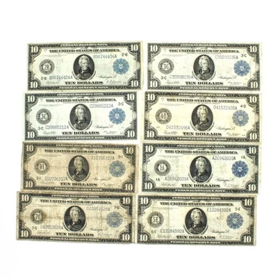 1914 Series $10 Large Federal Reserve Notes United States Lot of 5 NR #C762-1 - Image 1 of 4