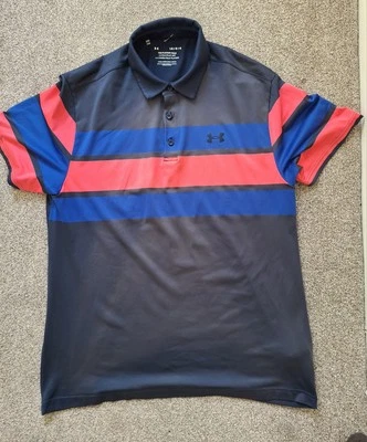 Under Armour Polo Shirt Size Large 40" stripes multicoloured. - Image 1 of 4