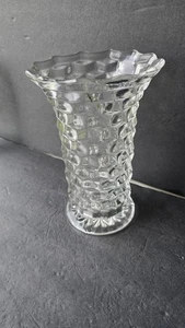 Vintage Klarglas Vase kubistisch Rauten Blockmuster 9 cm hoch Blumendekor - Bild 1 von 5