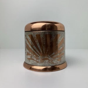 Benedict Viking Silver Copper #1973 Lidded Canister Jar Ships Sea Sunset Antique - Picture 1 of 12