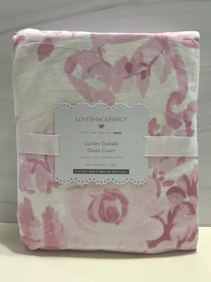 Pottery Barn Love Shack Fancy Garden Damask Duvet Pink Twin/XL Twin NWT - Image 1 of 4