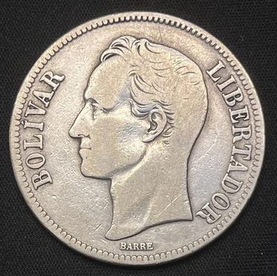 Venezuela Plata 5 Bolívares 1936 Y# 24.2 Foto 1 de 4
