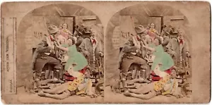 Scène de Genre."After The Wedding".Photo Stereo.Tinted Albumen Stereoview.1860. - Foto 1 di 1