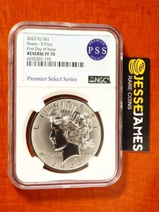 2022 $1 FIJI S PRIVY REVERSE PROOF SILVER PEACE DOLLAR NGC PF70 FIRST DAY ISSUE - Picture 1 of 2
