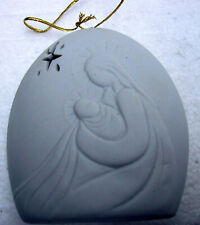 White Bisque Porcelain Sculpted MADONNA & Child Nativity  Light Ornament in Box
