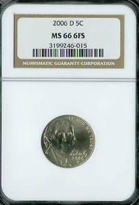 2006 D JEFFERSON NICKEL NGC MS66 6 FS BUSINESS STRIKE . - Picture 1 of 4