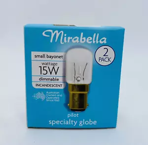 Mirabella Pilot Light Globes Bulbs Lamps 15W Clear B15 Small Bayonet Gold 2/Pack - Picture 1 of 10