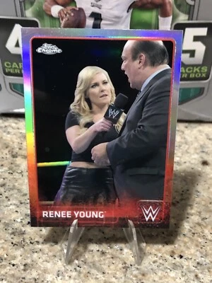 2015 Topps WWE Chrome Refractor Renee Young Paquette #55 Divas Wrestling AEW NXT - Image 1 of 4