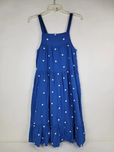 New Fat Face Young Crew Girls Blue Sun Dress Embroidered Flowers Tiered 11/12 - Picture 1 of 10