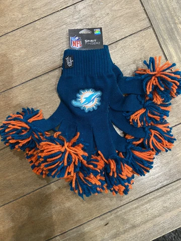 Miami Dolphins Cheer Gloves NFL NEW Fingers Fingerz Pom Pom by Wincraft Cover