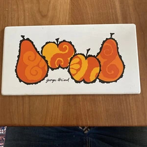 Mid-Century Georges Briard Orange/apple Enamel Metal Tile Trivet / Coasters - Picture 1 of 3