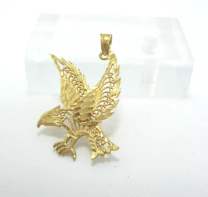 STUNNING 14K YELLOW GOLD AMERICAN MILITARY FREEDOM EAGLE BIRD 1-1/2" PENDANT2.8G - Picture 1 of 7