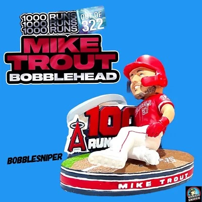 Bobblehead MLB exclusivo de Mike Trout Los Angeles Angels 1.000 carreras anotadas Foto 1 de 4