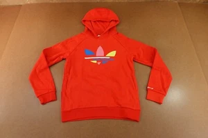 Adidas Originals Boys Size Medium Red Bold Trefoil Logo Graphic Hoodie NWT - Picture 1 of 11