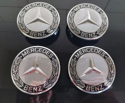 Set of 4 x Mercedes Centre Caps 75mm (BLACK) - Image 1 of 2