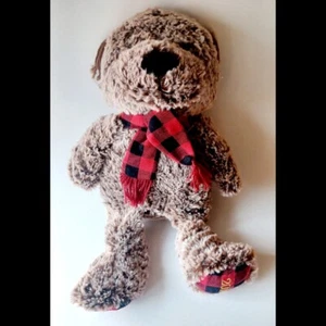 Animal Adventure 2017 Brown Winter Teddy Bear Red Black Plaid Scarf & Feet - Picture 1 of 3