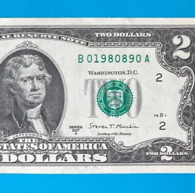 1980 August 9 : B 01980890 A BIRTHDAY $2 Two Dollar Bill (_1980/8/9_) 🎂🎁 - Image 1 of 3