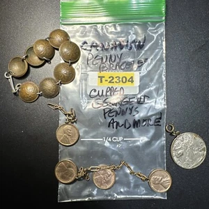 EXONUMIA BLOWOUT: Canadian Penny Bracelet + Cupped George VI Penny MORE T-2304 - Bild 1 von 11