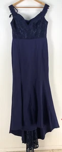 Miss Anne formal dress womens 16 navy blue maxi ball gown sleeveless 110519 - Picture 1 of 10