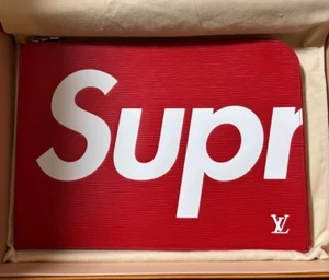 Louis Vuitton × Supreme Epi Pochette Joule Gm Clutch Bag Red M67722 New No Tags - Picture 1 of 2