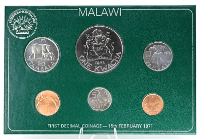MALAWI 1971 Juego Como Nuevo 'Flora y Fauna' Primera Moneda Decimal Foto 1 de 2