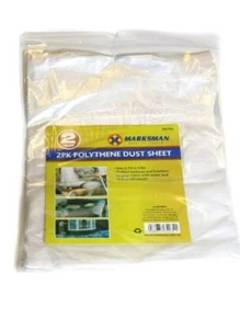 2 LARGE POLYTHENE PLASTIC DUST SHEET COVER 2.7MX3.6M PAINTING DECORATING DIY. - Picture 1 of 1