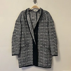 Isabel Marant Étoile Printed Coat Wool Cotton Blue White Size 40 Elevated -Spot - Picture 1 of 9