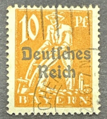 German States Bavaria Bayern 1920 Sc. #257 Overprinted Used Stamp Plowman - Image 1 of 2