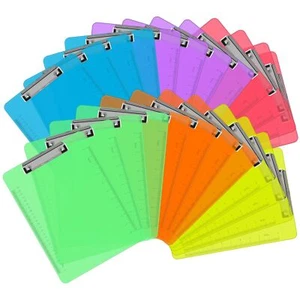 Plastic Clipboards 24 Pack Clear Colored Clipboards Low Profile Clip Board 12... - Picture 1 of 7