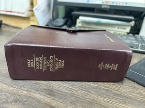LDS QUAD Burgundy Leather Snap Button Scripture Book Of Mormon Bible D&C - Picture 1 of 7