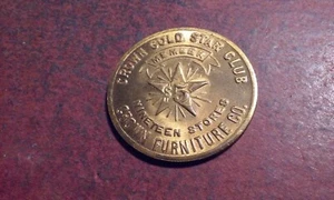 $5.00 Store Token CROWN FURNITURE GOLD STAR CLUB Gold-Tone Shinny 1-1/4" - Picture 1 of 4