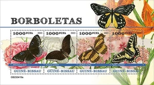 BUTTERFLIES Butterfly Insects MNH 4v-Stamp Sheet #858 (2023 Guinea-Bissau) - Picture 1 of 1
