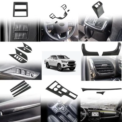 LHD ABS Carbon Fiber Interior Accessories Kit Cover Trim For Toyota Hilux 16-25 - Image 1 of 4