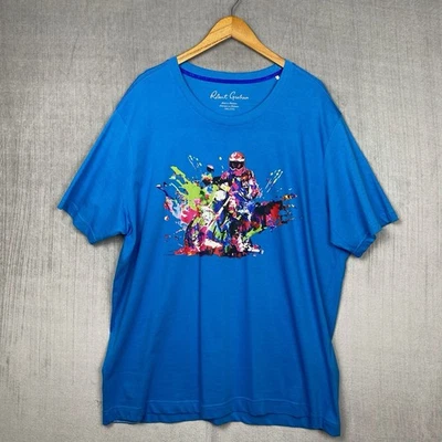 Camiseta Robert Graham Para Hombre 3XL Motocross Gráfico Turquesa Manga Corta Algodón Foto 1 de 4