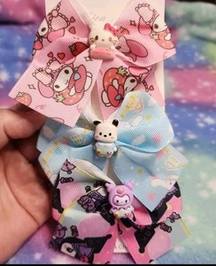 Girl 3 Pc Hair Bow Clips Sanrio Hello Kitty Friends Character Toddler Kid Kawaii - Picture 1 of 5
